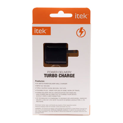 Itek PD 20 Watt Wall Charger, Black