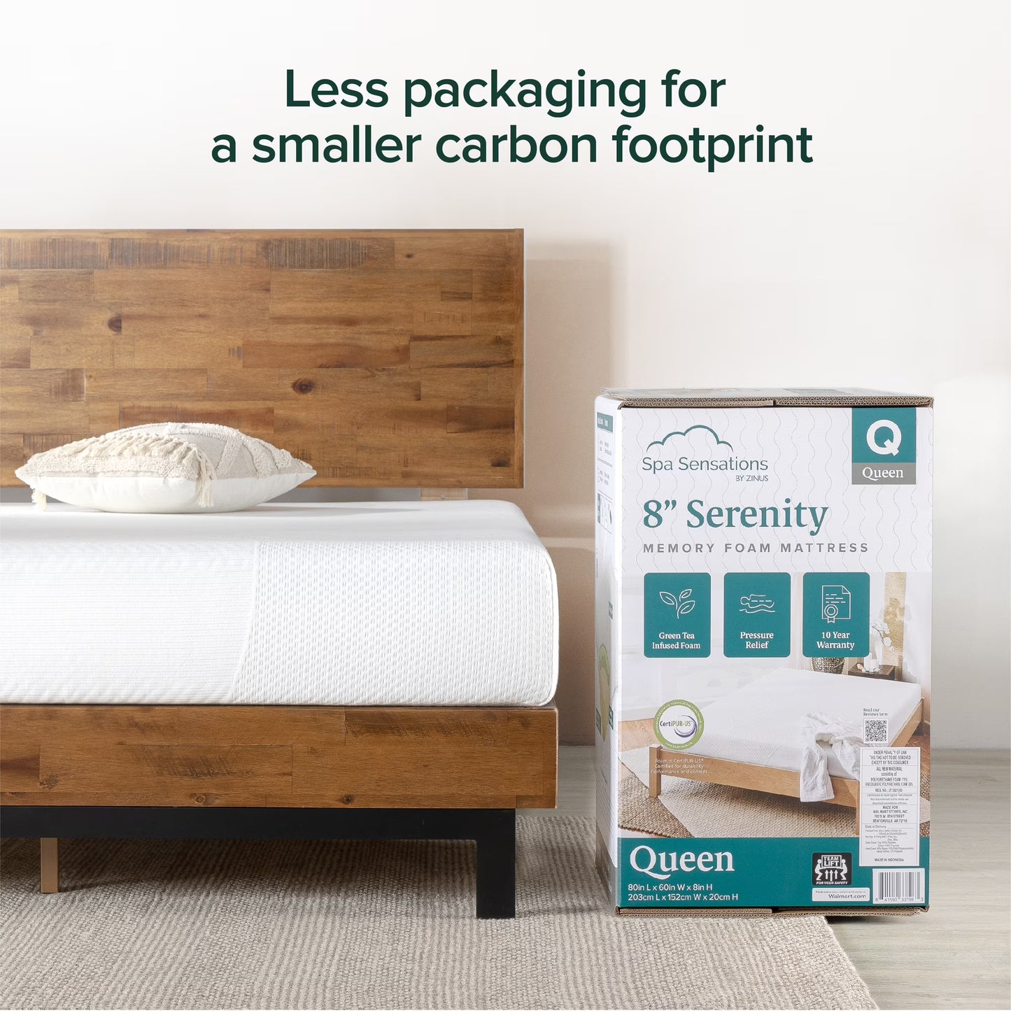 Serenity 8" Memory Foam Mattress, Size: Queen (No Packaging)