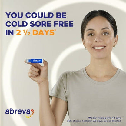 Abreva Docosanol 10 Percent Cold Sore and Fever Blister Treatment Cream Tube, 2G *Exp 5/25*