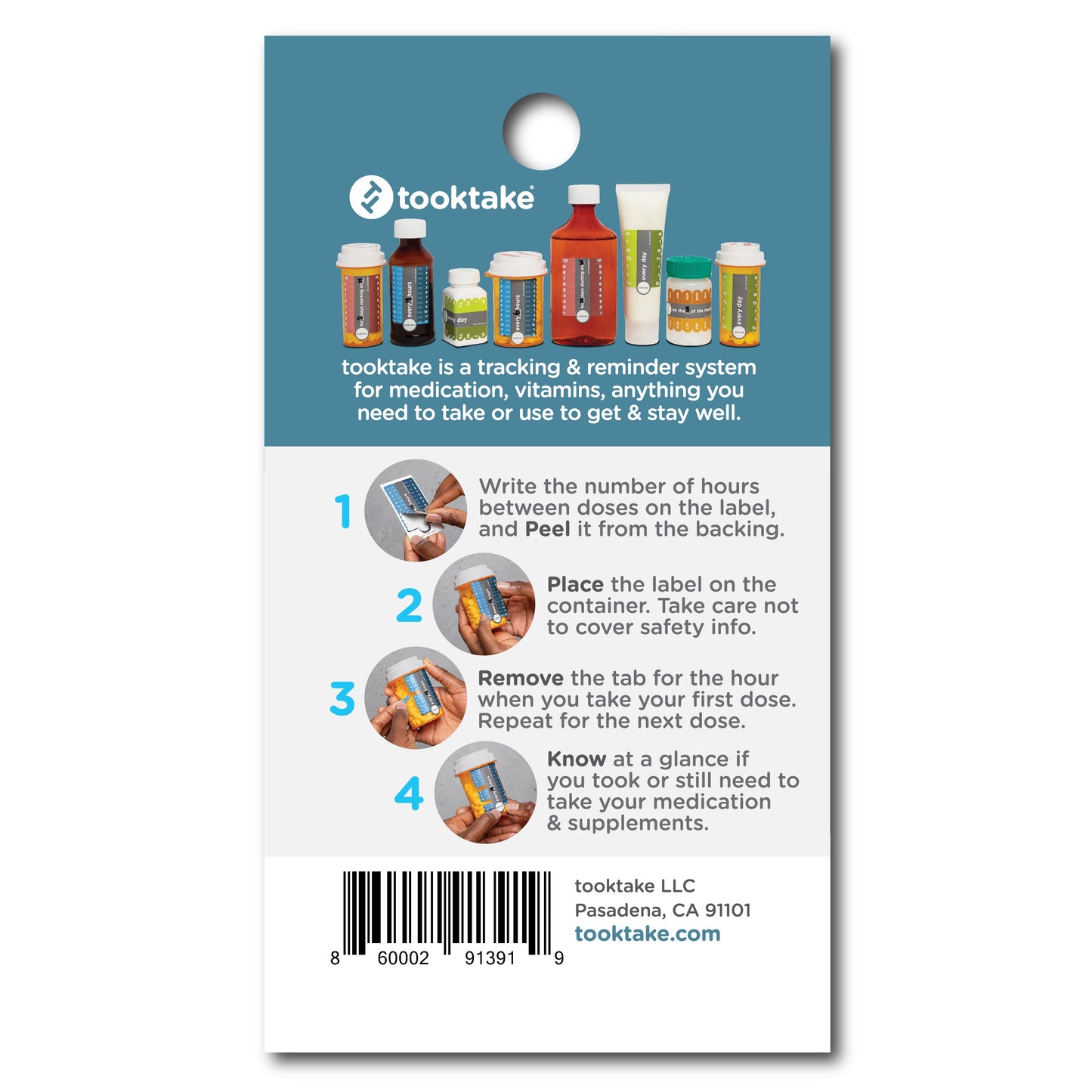 Tooktake Hourly Vitamins and Medication Reminder Labels, 4 ct