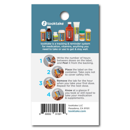 Tooktake Hourly Vitamins and Medication Reminder Labels, 4 ct