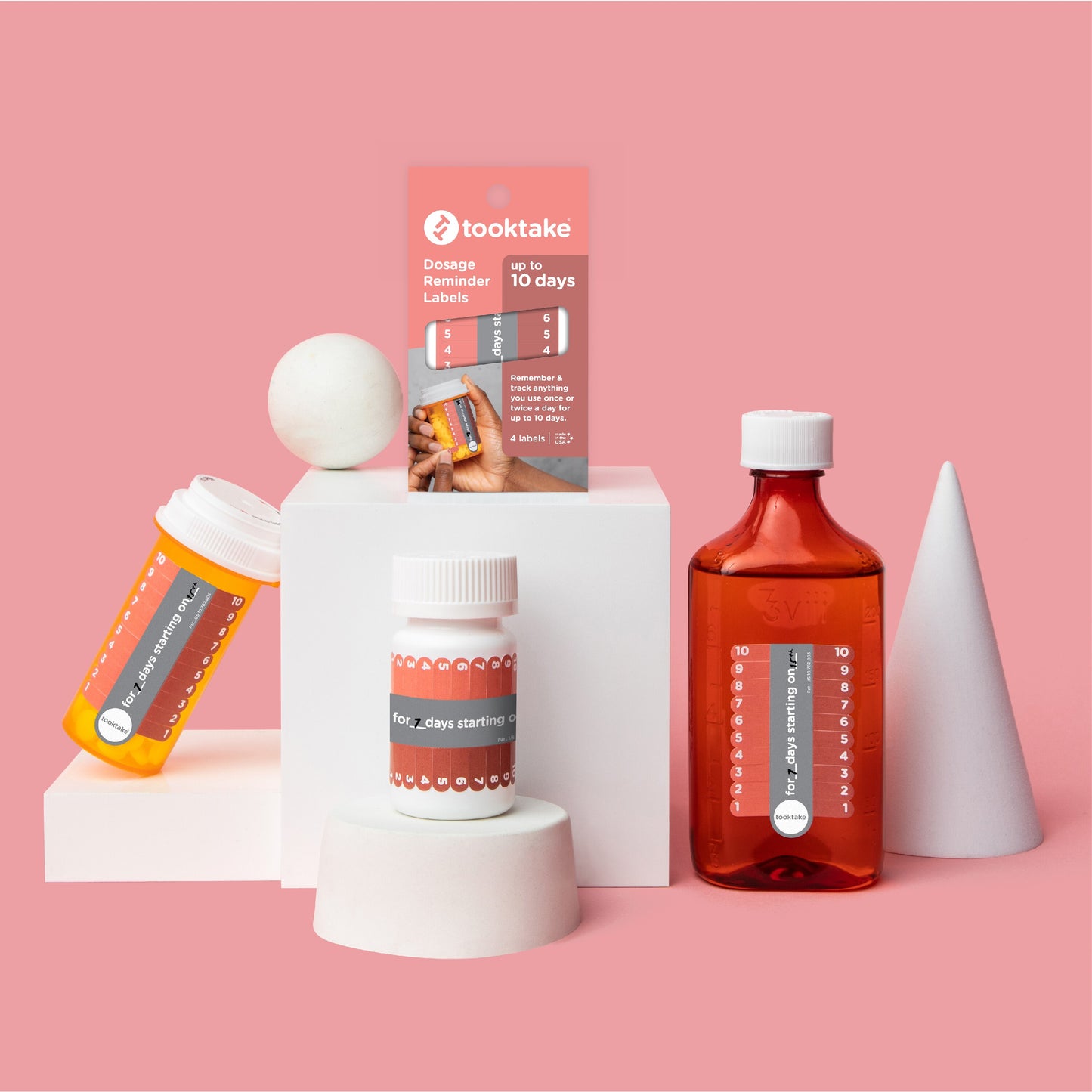 Tooktake 10 Day Vitamin and Medication Reminder Labels, 4 ct