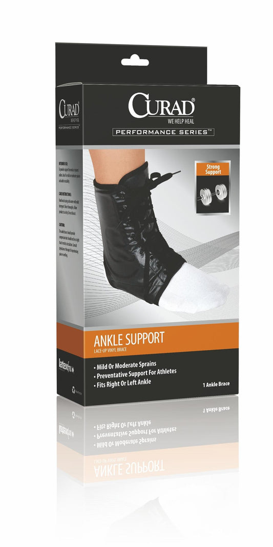 Curad Ankle Support Lace-up Vinyl Brace Medium *Damaged Package See Desc*