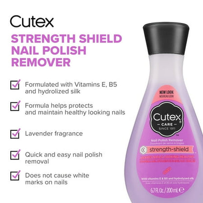 Cutex Care Strength Shield Nail Polish Remover with Vitamin E and B5, 6.7 fl oz Bottle