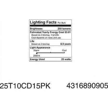 GE 25-Watt Crystal Clear T10 Bulb, 1-Pack