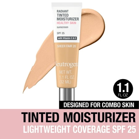 Neutrogena Radiant Tinted Face Moisturizer, Sheer Fair 20, 1.1 fl. oz