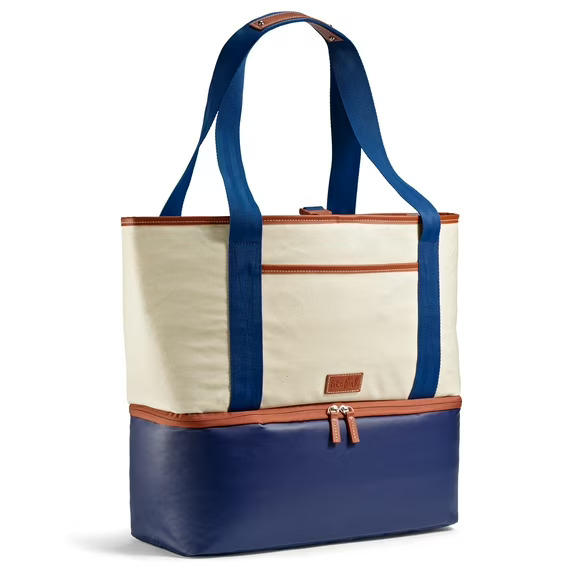 Fit & Fresh 16 Can Beach & Boat Dual Compartment Cooler, Insulated Cooler Compartment, Navy
