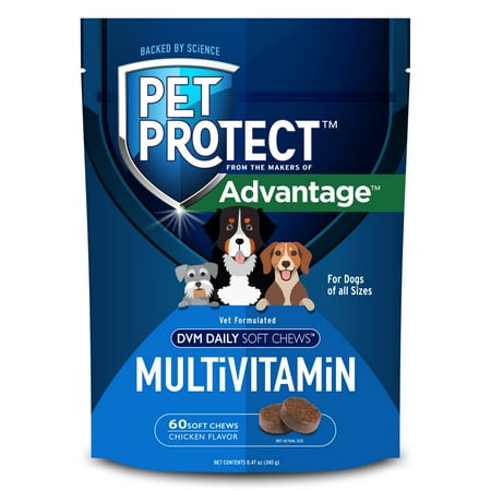 Pet Protect Dog Multivitamin, Vet-Formulated DVM Daily Soft Chews, Chicken, 60 Soft Chews *Exp 07/2027*