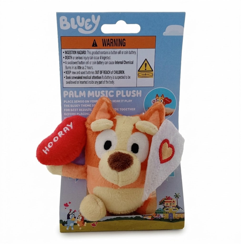 Bluey Bingo Palm Music Plush 4 in Valentines Day themed