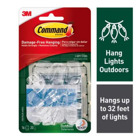 3M Command Small Plastic Light Clips 1.25 in. L 16 pk *Minor Package Damage*
