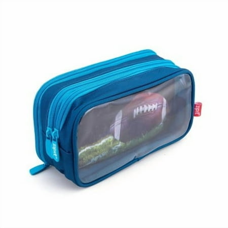 ZIPIT 3 Pocket Pencil Case Pouch Football - Blue