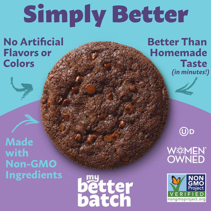 My Better Batch, Double Chocolate Chip Cookie Mix, Simple Cookie Recipe, Double Chocolate Cookies, Makes 16 Large Cookies, Non GMO, Kosher, 16oz (Pack of 1) *Exp 9/26/25*