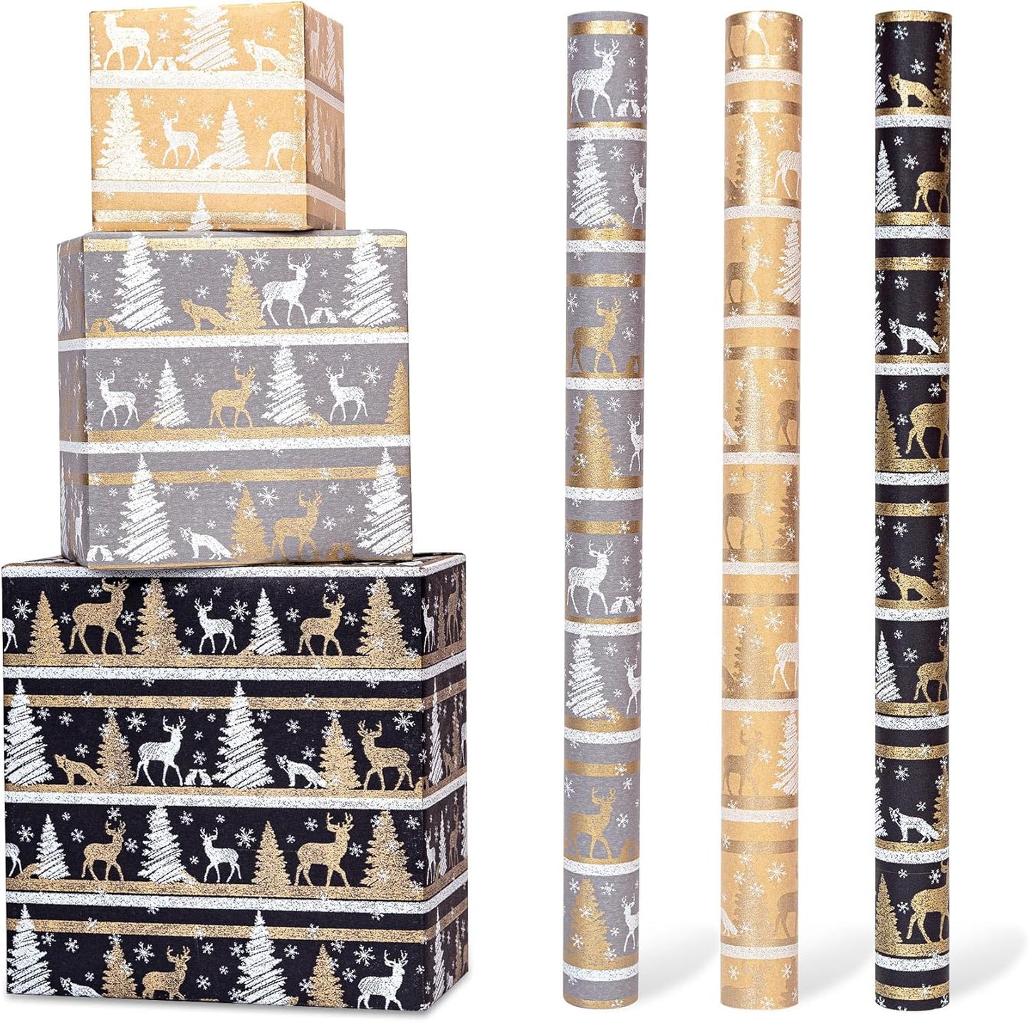 Christmas Wrapping Paper, 3 Mini Rolls