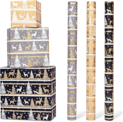 Christmas Wrapping Paper, 3 Mini Rolls
