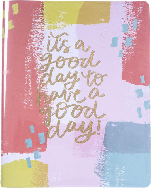 Graphique - 52 Week Undated Planner - Joyful Abstract Design - 8 x 10, 120 Lined Pages - Features Year in Review Page, Gold Foil and Clear Vinyl Cover