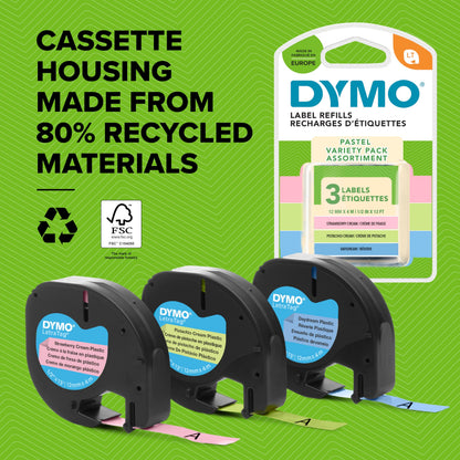 DYMO Original LetraTag Pastel Labels | Plastic | 12mm x 4m