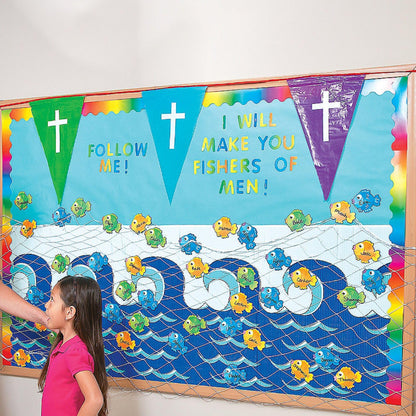 Rainbow Plastic Religious Pennant Banner - (100 ft.) 1 Piece - Vibrant and Eye-catching Decor for Church Parties