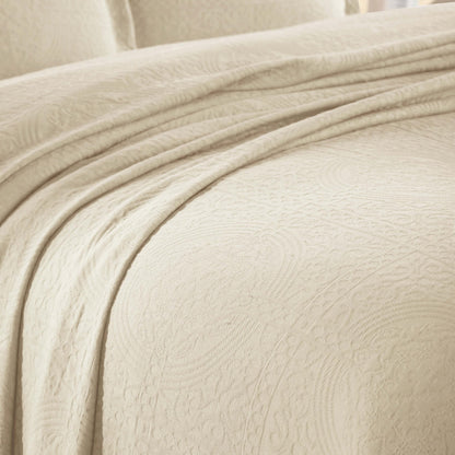 Superior Fleur De Lis Bedspread Set, Queen, Ivory