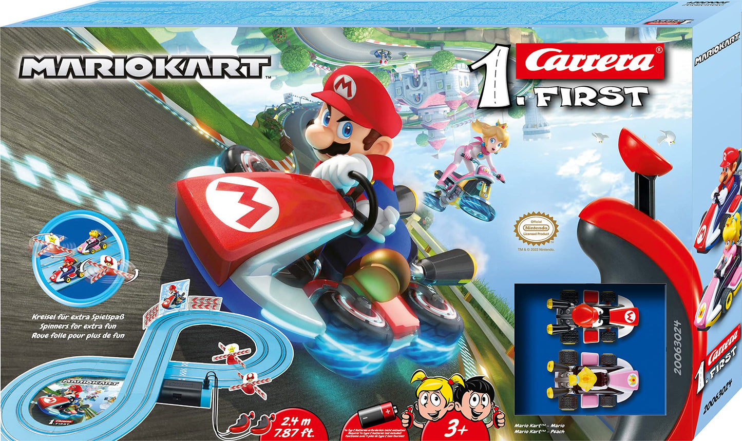 Carrera First Mario Kart - Slot Car Race Track with Spinners