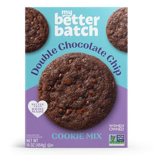 My Better Batch, Double Chocolate Chip Cookie Mix, Simple Cookie Recipe, Double Chocolate Cookies, Makes 16 Large Cookies, Non GMO, Kosher, 16oz (Pack of 1) *Exp 9/26/25*