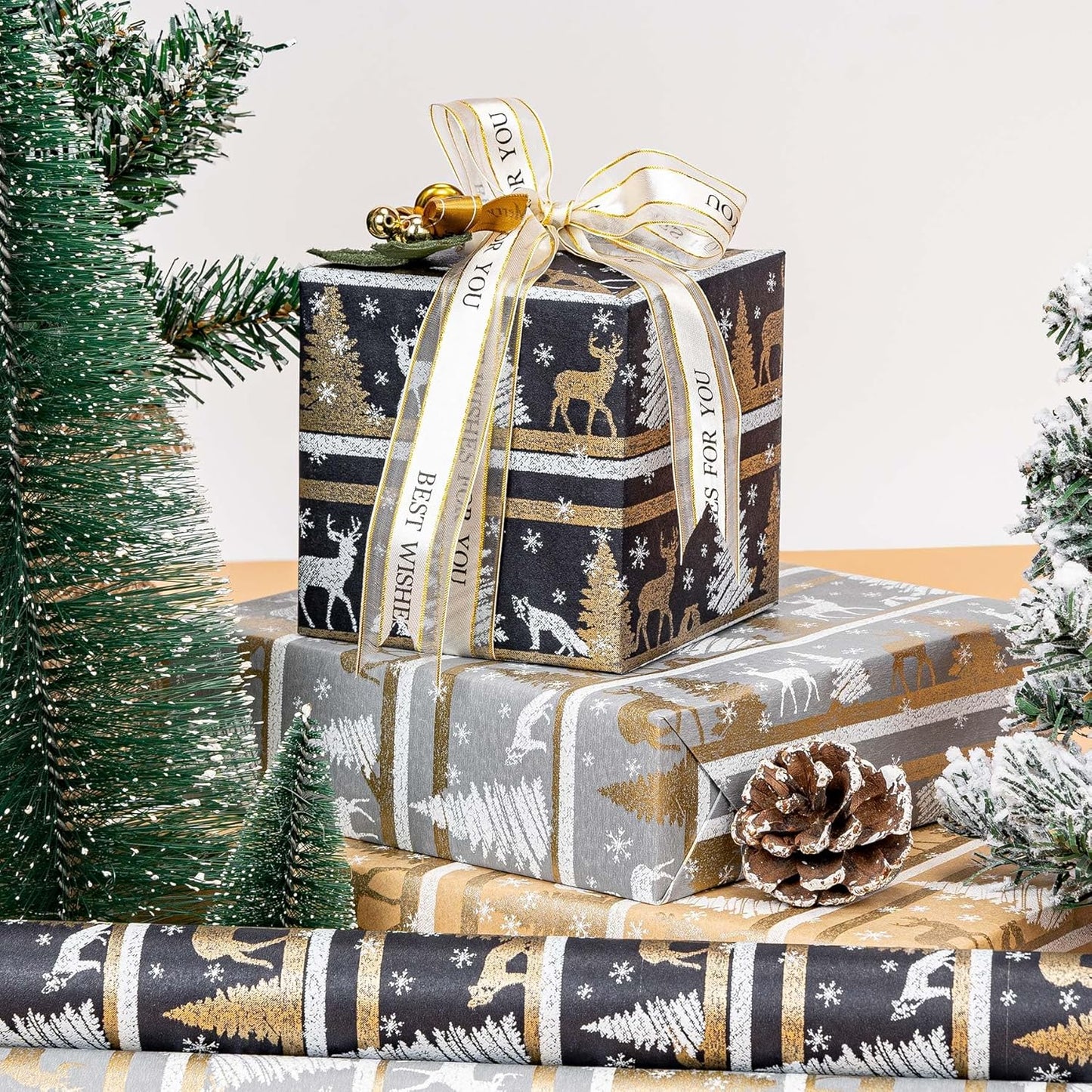 Christmas Wrapping Paper, 3 Mini Rolls