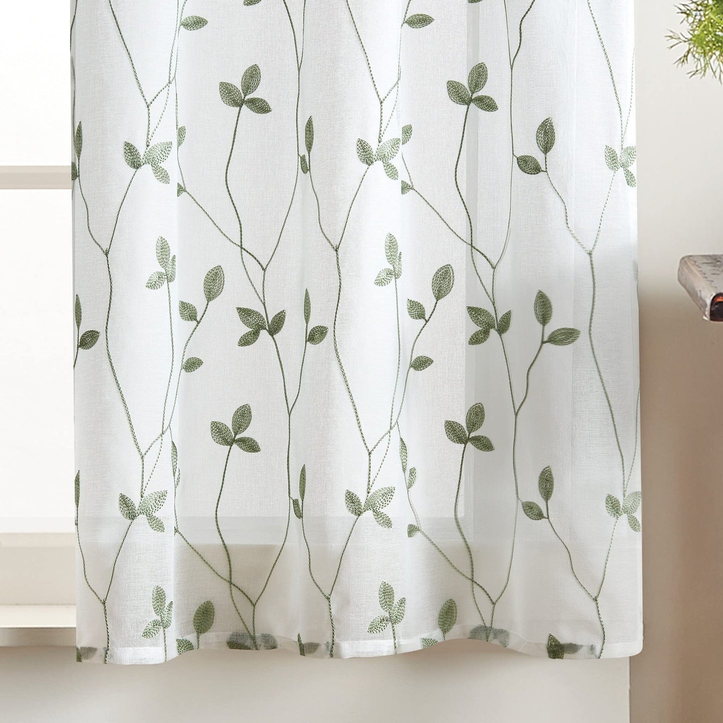 Embroidered curtain Sage Set - 2 Piece - 28" x 36"