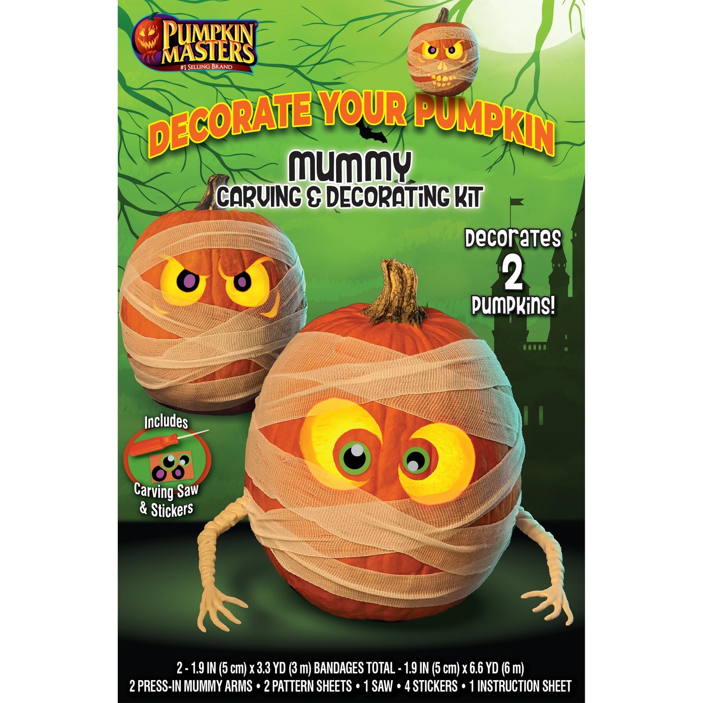 Pumpkin Masters Mummy Carving & Decorating Kit - Complete Set for Creating Spooky Mummy Pumpkins, Includes Carving Tools & Decorations
