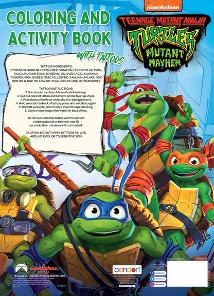 Teenage Mutant Ninja Turtles: Mutant Mayhem Coloring Book with Tattoos
