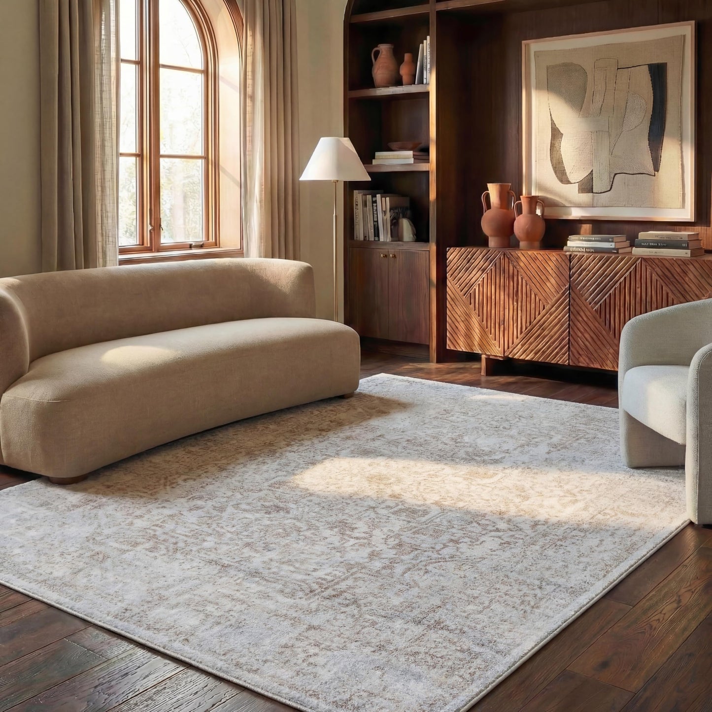 SAFAVIEH Area Rug 9x12 - Evoke Collection - Large - Ivory & Taupe