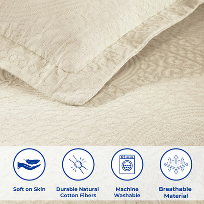 Superior Fleur De Lis Bedspread Set, Queen, Ivory