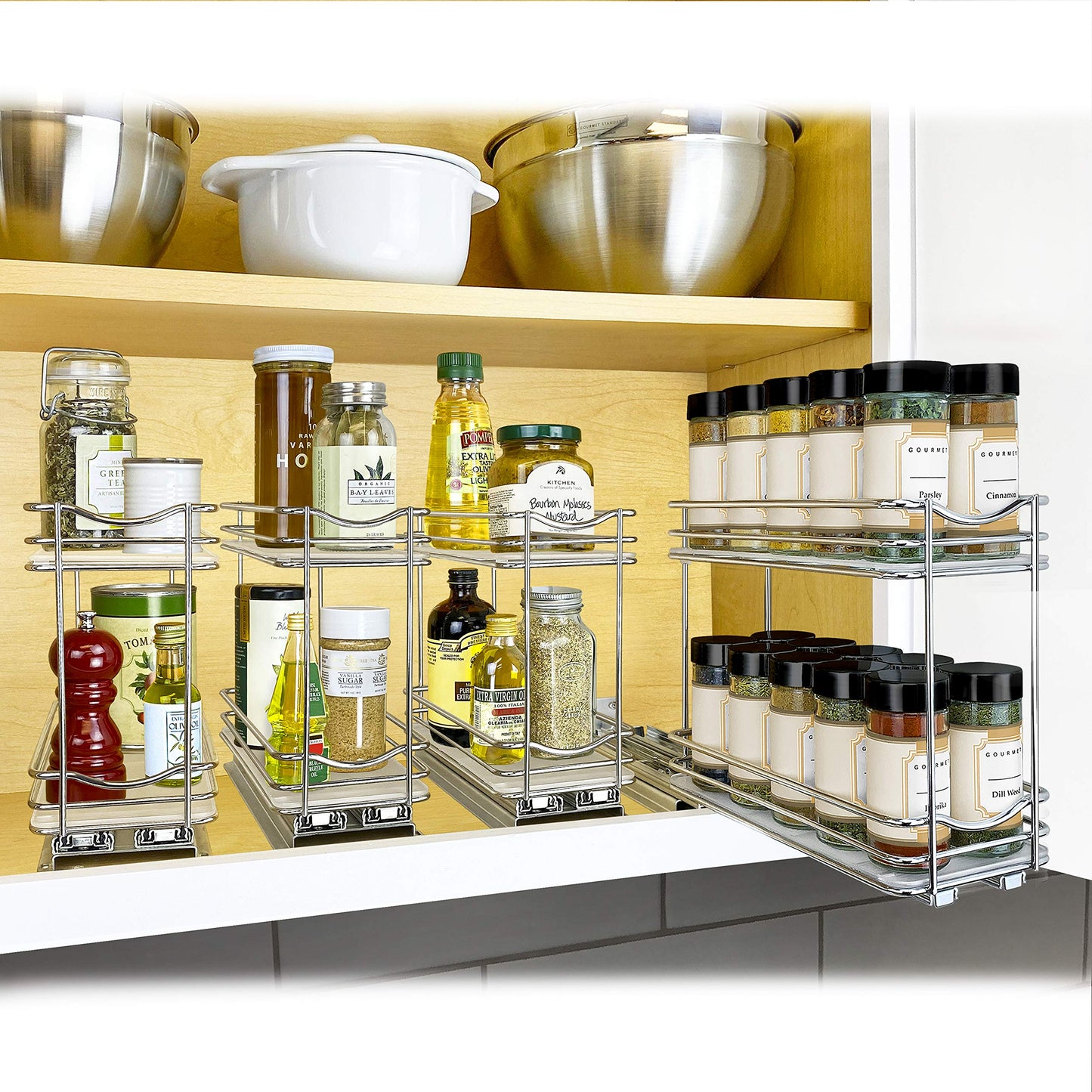 Slide Out Spice Rack Pull Out Cabinet Organizer 4-1/4 in.