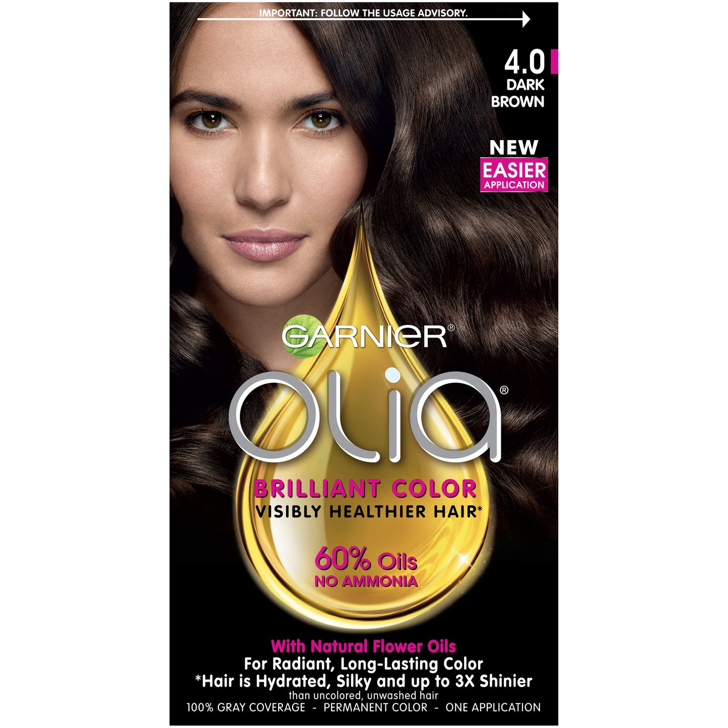 Asub Shop Garnier Olia Oil Powered Permanent Haircolor, 3.0 Darkest Brown
