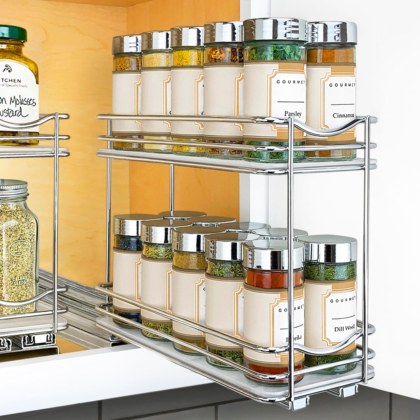 Slide Out Spice Rack Pull Out Cabinet Organizer 4-1/4 in.