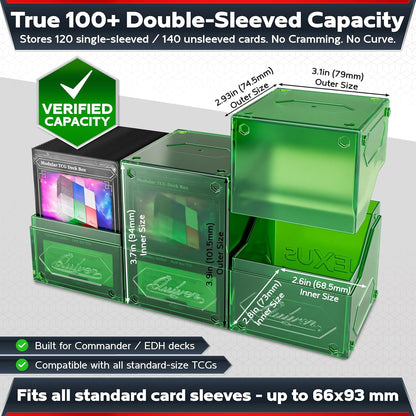 Quiver Time 360  Modular Nexus DeckBlock - Durable Stackable MTG Deck Box for Commander fits 100+ Cards | Stylish 100 Card Deck Box MTG | Interchangeable TCG Decks Boxes (1 pcs, Green)