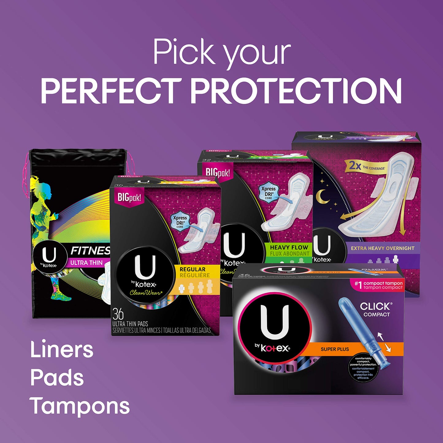 U by KotexTampons, Regular Absorbency, 32 Count