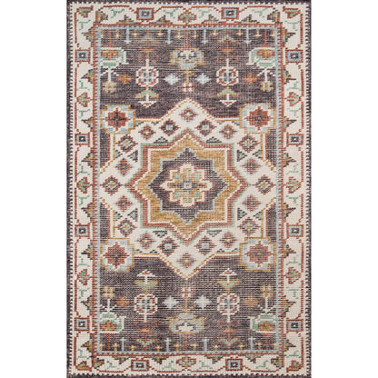 Momeni Ophelia Medallion Hand Knotted Brown Area Rug 5' X 8'