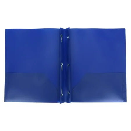 2 Pocket Plastic Folder with Prongs Blue - up & up