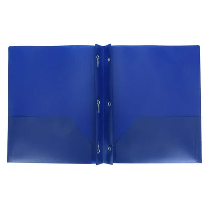 2 Pocket Plastic Folder with Prongs Blue - up & up