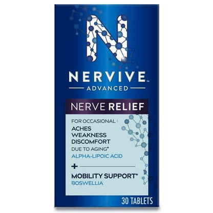 Nervive Advanced Nerve Pain + Mobility, Aches and Pains, Weakness, Discomfort, 30 Tablets *Damaged Packaging* *Exp 10/2025* *May Be Missing Box*