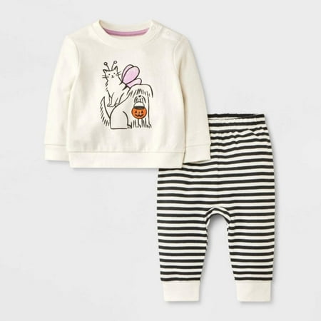 Unisex Baby NB - Cat and Jack 2pc Dog and Cat Trick or Treating French Terry and Jogger Pants Set