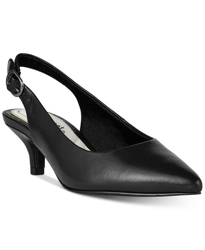 Women's 6.5M Easy Street Faye Slingback Kitten-Heel Pumps - Black