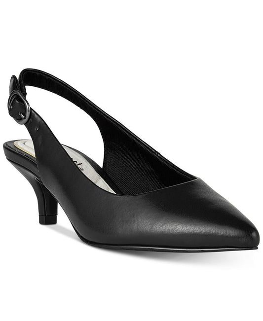 Women's 6.5M Easy Street Faye Slingback Kitten-Heel Pumps - Black