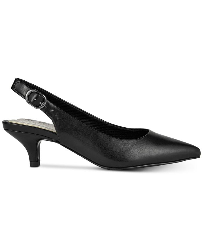 Women's 6.5M Easy Street Faye Slingback Kitten-Heel Pumps - Black