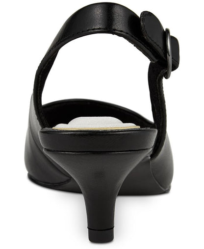 Women's 6.5M Easy Street Faye Slingback Kitten-Heel Pumps - Black