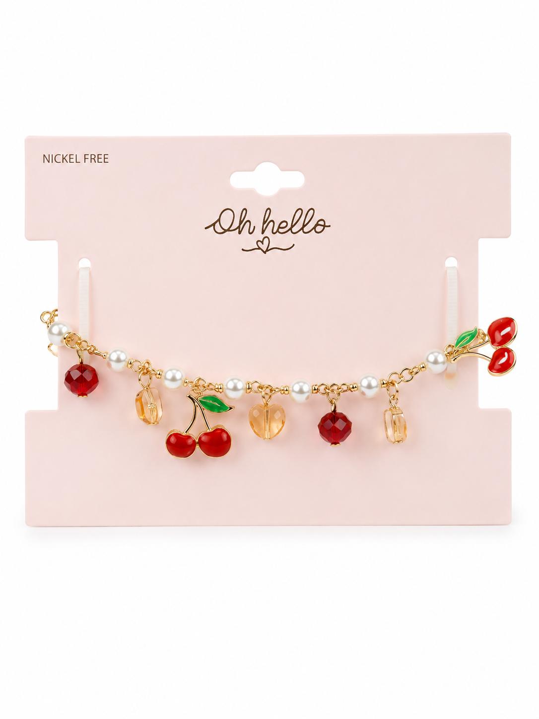 Oh Hello Gold-Tone Cherry Charm Bracelet