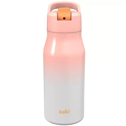 Zak Designs 14 fl oz Double Walled Stainless Steel Tranquility Insulated Straw Bottle - Blush Ombre