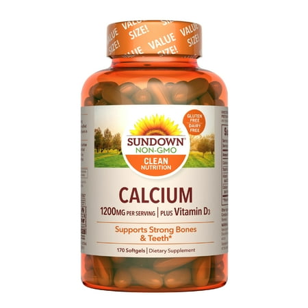 Sundown Calcium 1200 mg Plus Vitamin D3, Supports Bone, Teeth, Immune Health 170 ct *Exp 01/2026*