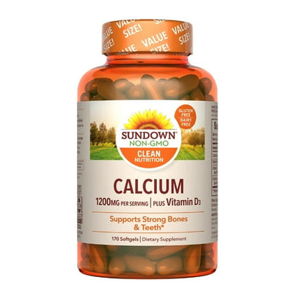 Sundown Calcium 1200 mg Plus Vitamin D3, Supports Bone, Teeth, Immune Health 170 ct *Exp 01/2026*