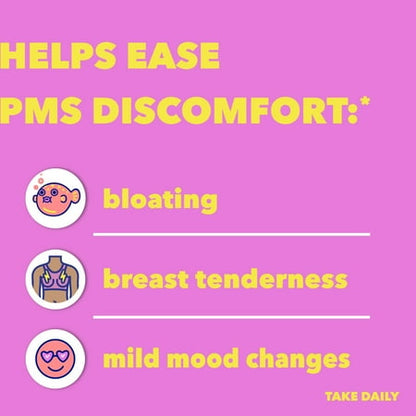 Midol Supplements Peace Out PMS, PMS Support Supplement, Formulated with Chasteberry to Help Ease Breast Tenderness & Mild Mood Changes, Also with Ginger Powder & Valerian Extract, 30 Count *Exp 2026/01*