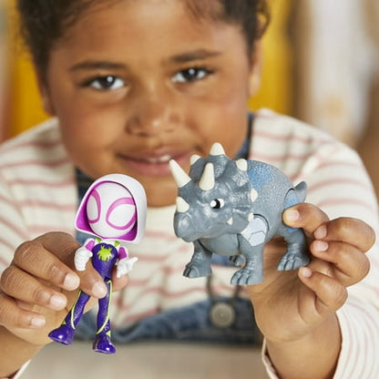 Marvel Spidey and His Amazing Friends Dino-Webs, Ghost-Spider & Rhino Dino Action Figures *Damaged Package*